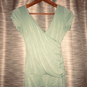 Mint green casual v neck and back